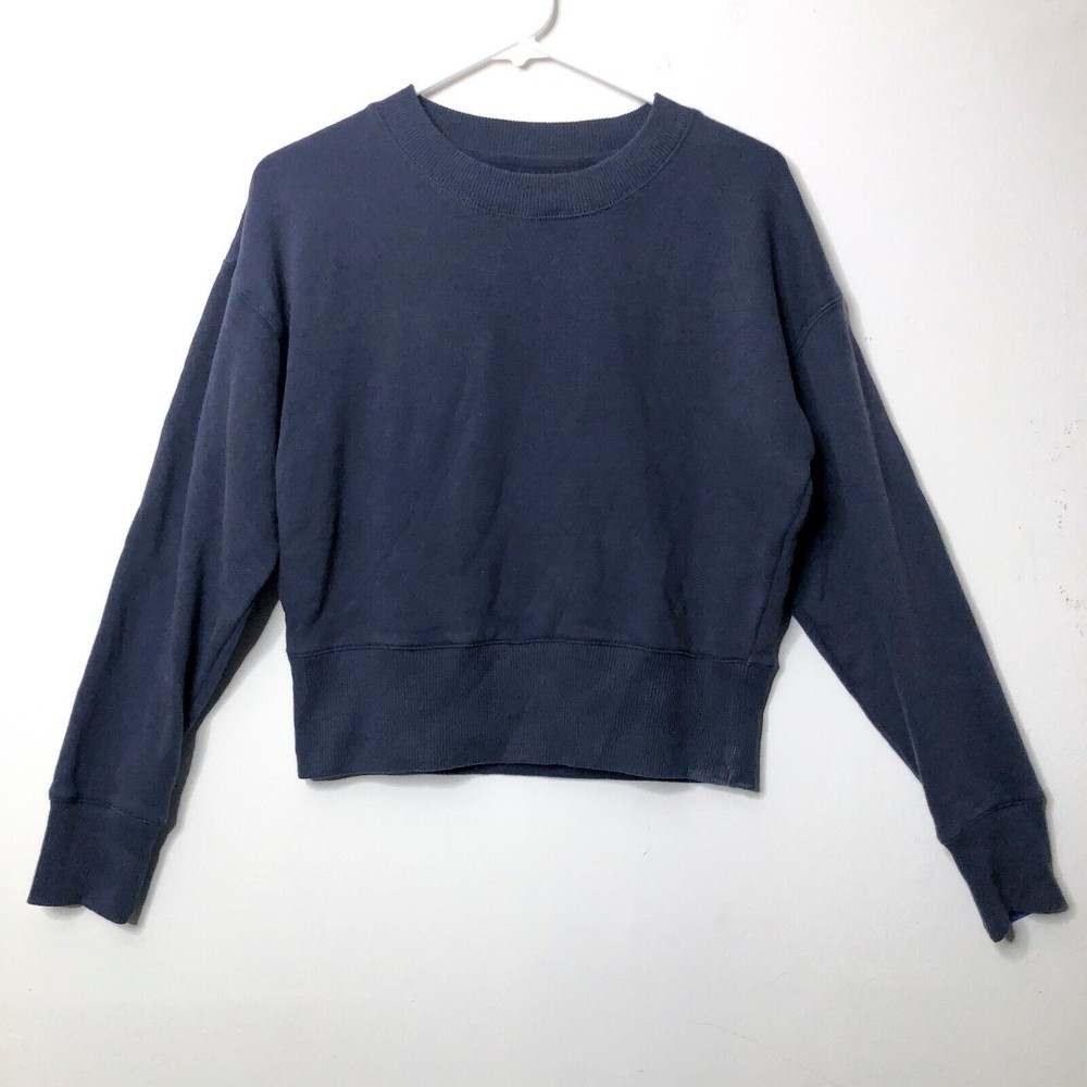 American Eagle Women's M Cropped Pullover Sweater, Navy Blue